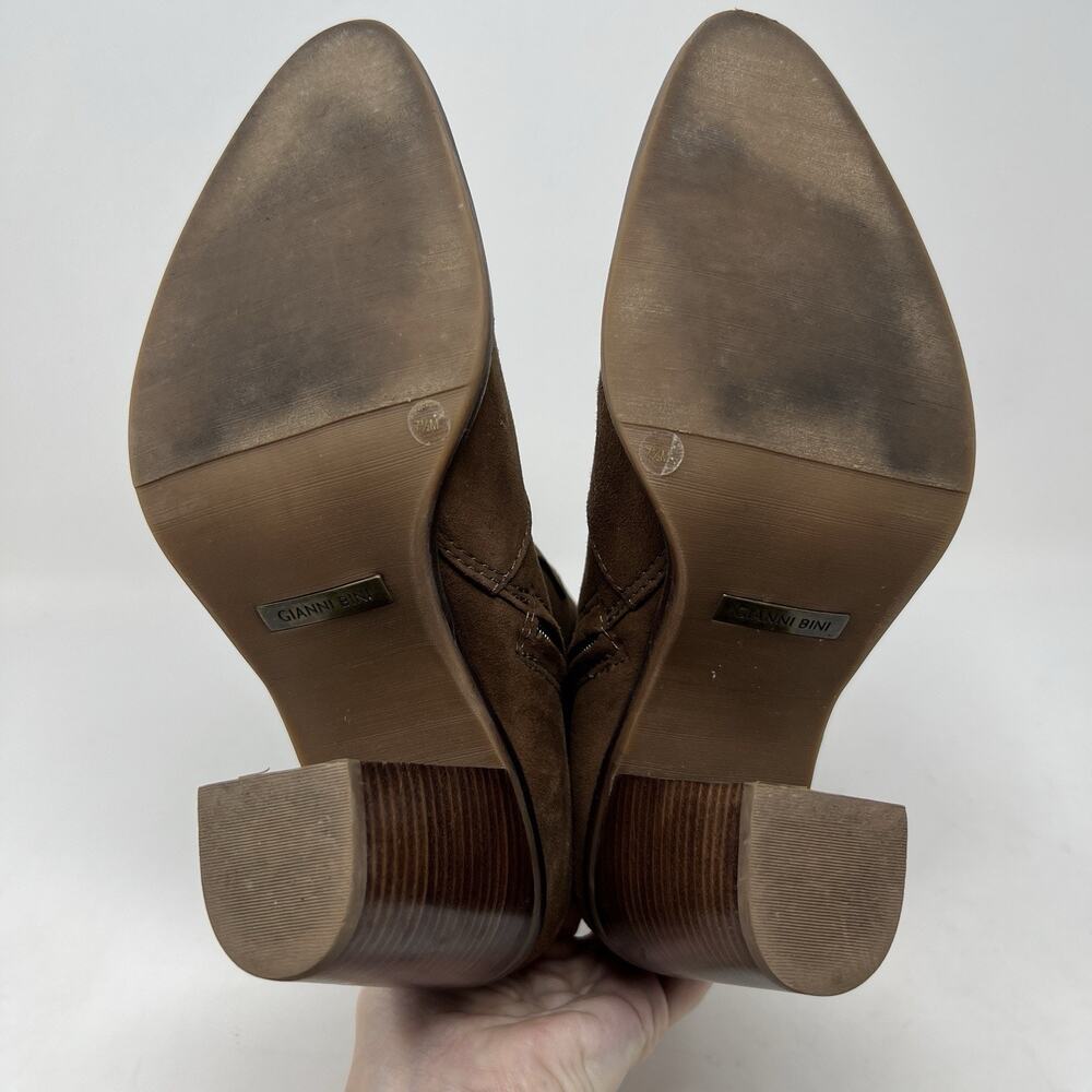Gianni Bini Tovyy Booties Brown Suede Leather Block Heel Zip Up Women’s Size 7.5 - Picture 13 of 13